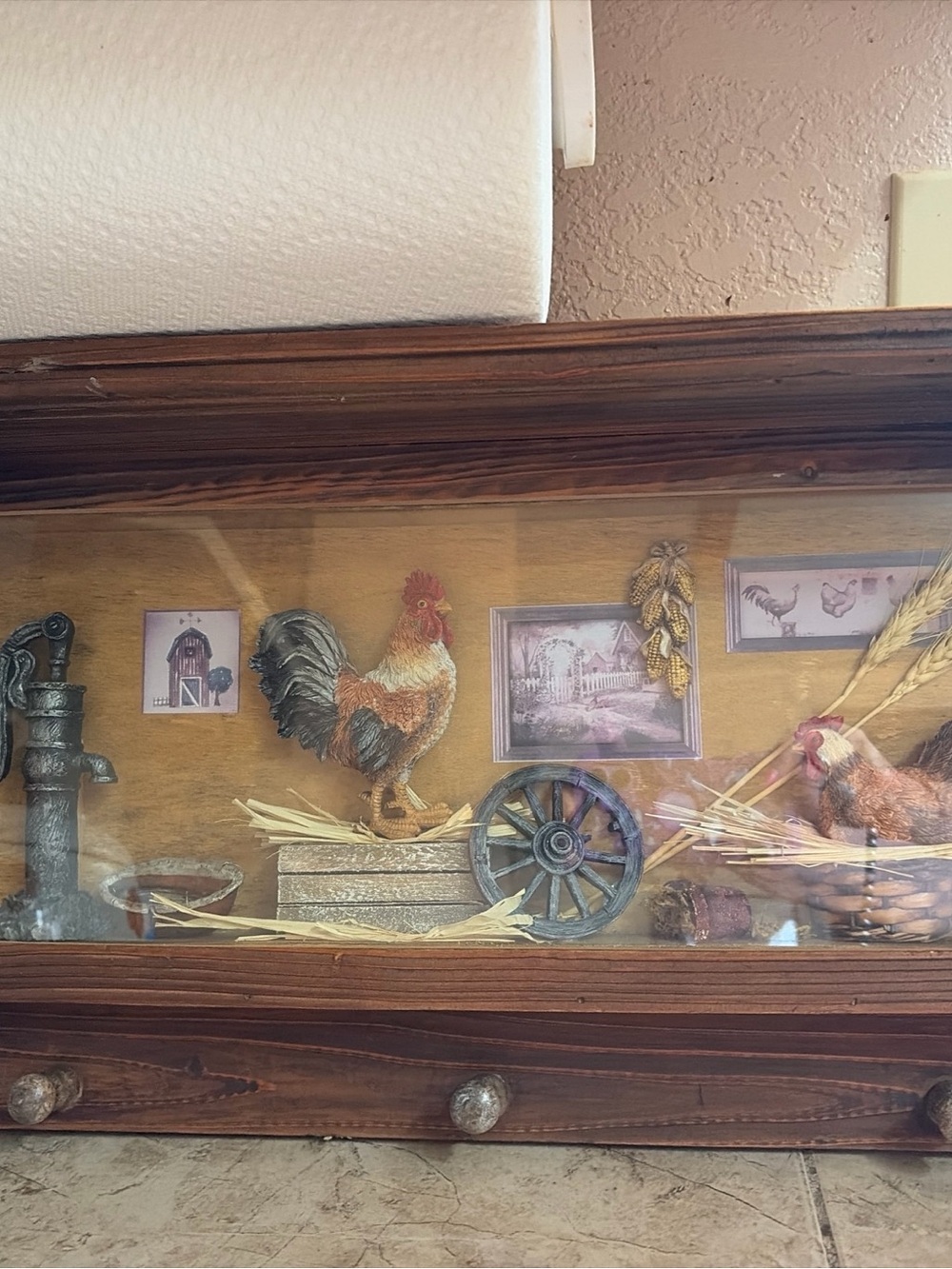 Vintage farmhouse wall wooden shelf